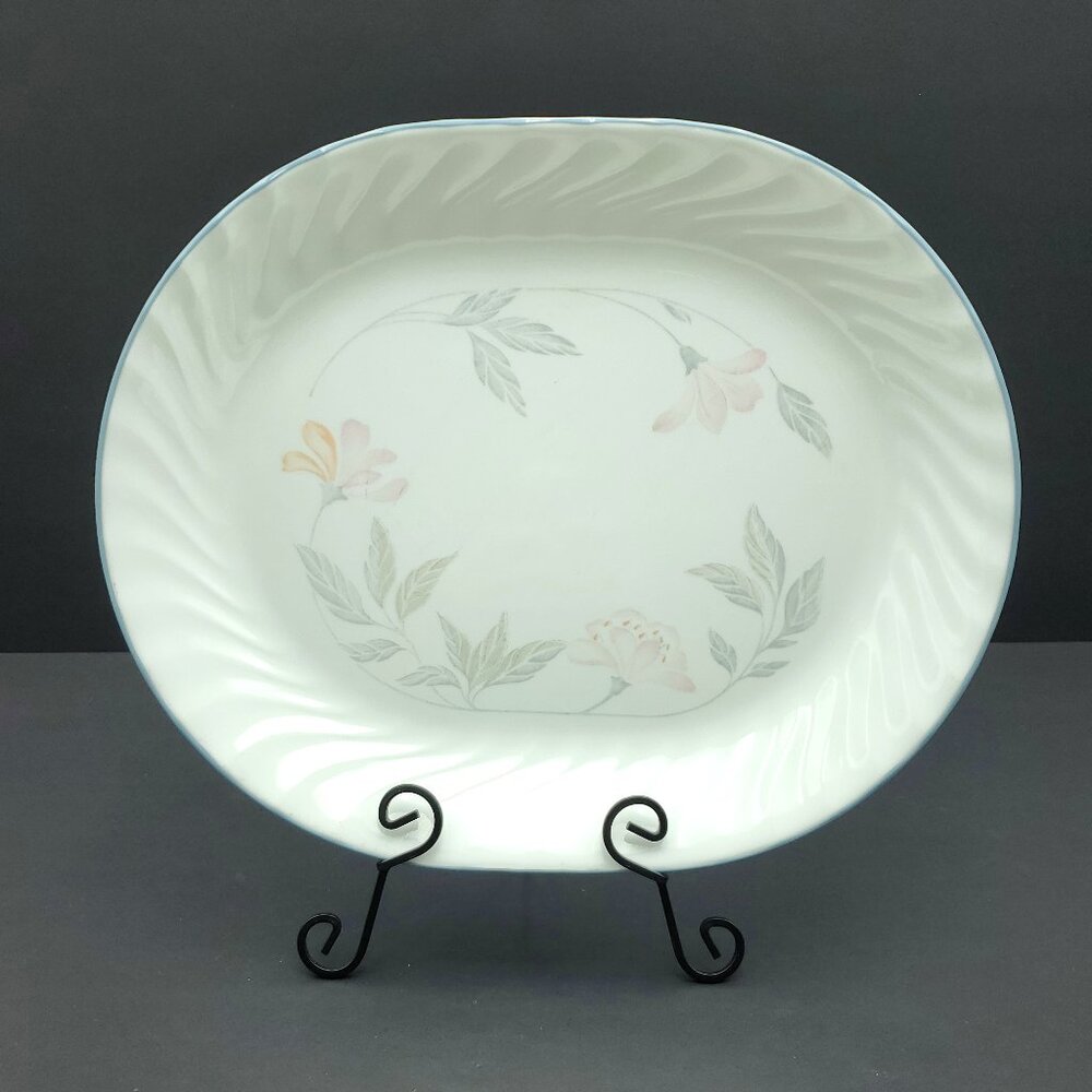 Corelle Pink Trio Platter Corning White Swirl Floral Oval Serving Plate